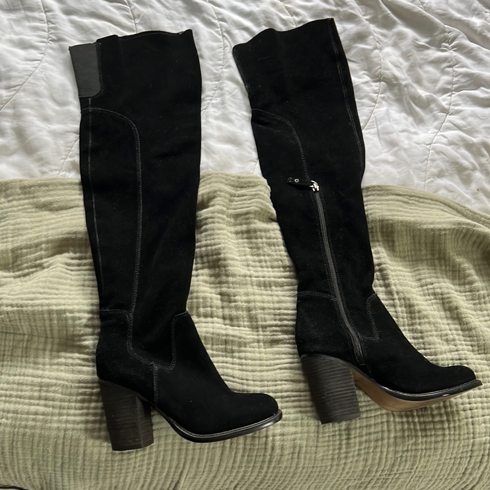 Suede thigh high boot